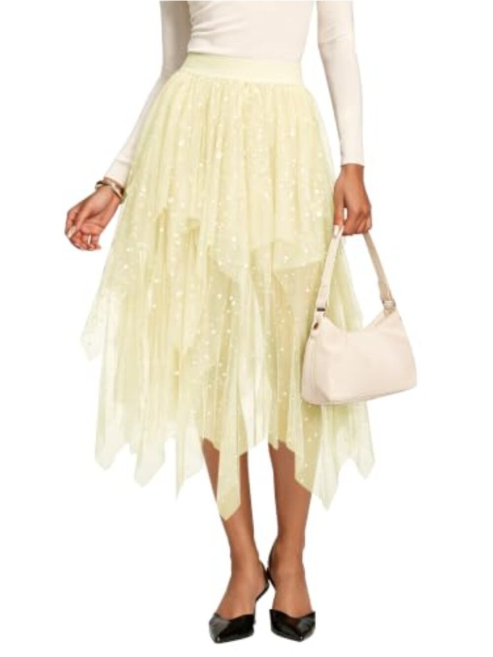 Women's Sheer Tulle Mesh Layered Midi Tutu Skirt A-Line Dance